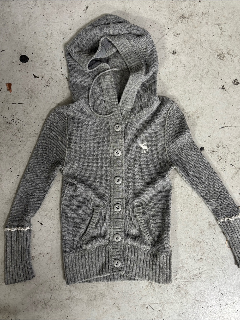 Abercrombie & Fitch Gray Hooded Button-Front Cardigan